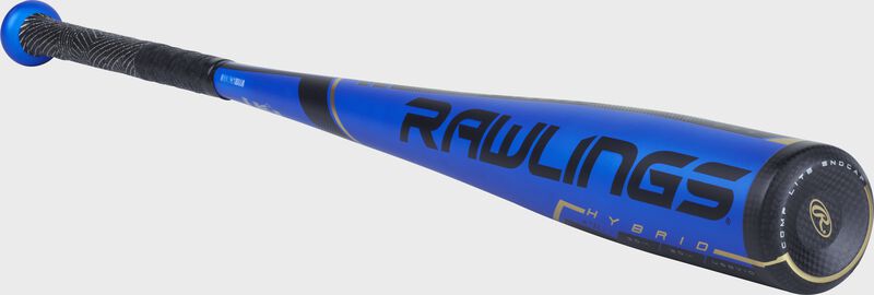 US9V10 2019 Rawlings USA Velo bat with black accents on the blue barrel with a black end cap