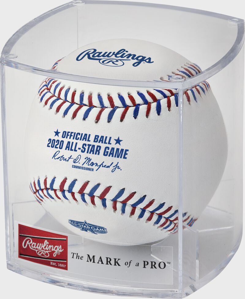 A 2020 All-Star Game baseball in a clear display case - SKU: ASBB20-R