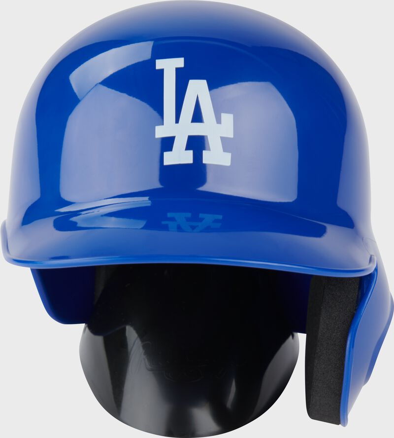 A blue Los Angeles Dodgers mini replica helmet