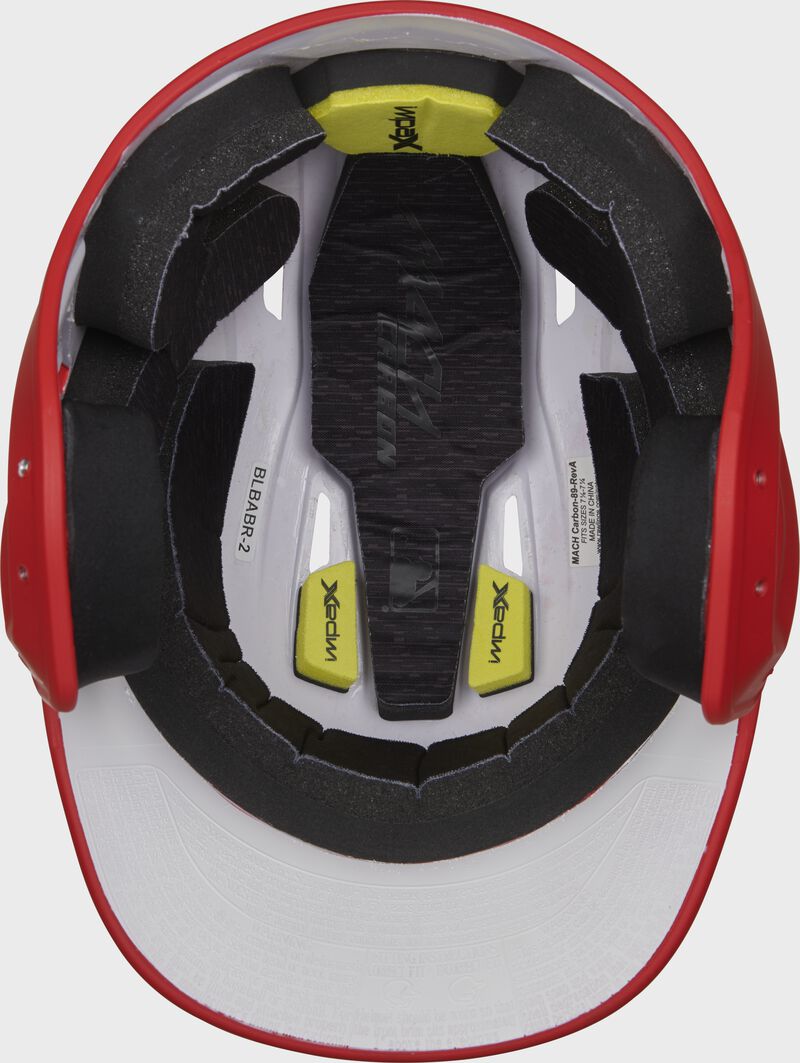Inside view of Rawlings Mach Carbon Batting Helmet - SKU: CAR07A