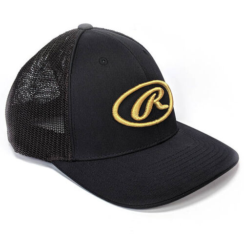 Front of Rawlings Black Oval-R Logo Mesh Hat - SKU #RWGHC