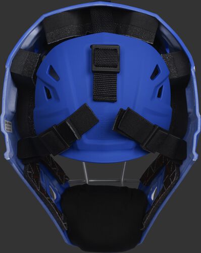 Adjustable back plate of a royal/scarlet CHV27J Velo 2.0 hockey style catcher's mask