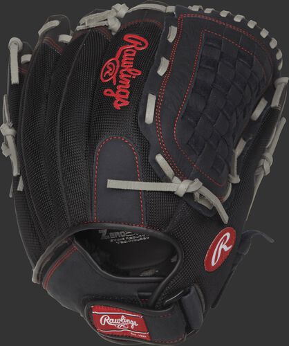 R140BGS 14-inch Renegade Series recreational softball glove with a black mesh back and Velcro wrist strap