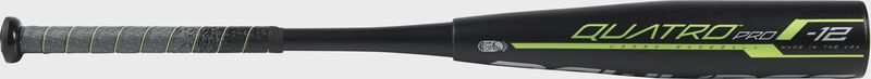 Barrel view of a UT9Q12 Quatro Pro USSSA baseball bat with two-piece construction