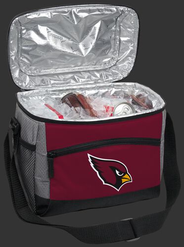 An open Arizona Cardinals 12 can cooler filled with ice and drinks - SKU: 10111081111