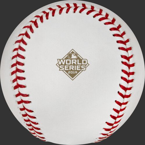 The official Postseason logo stamped on the WSBB19CHMP World Series Champions baseball