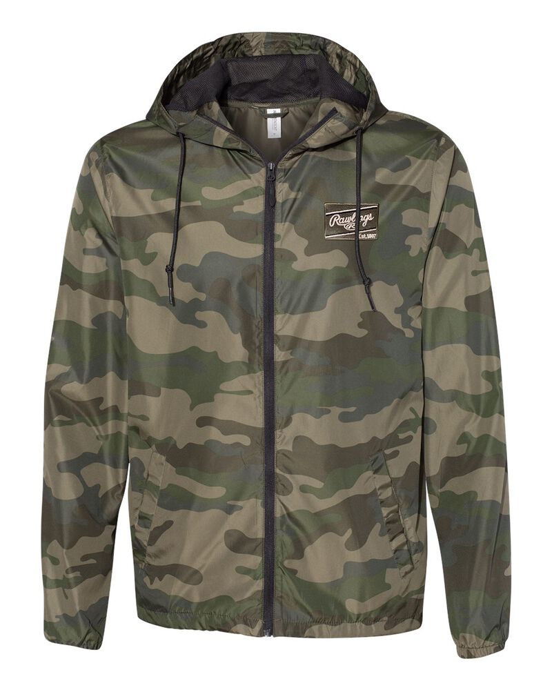 A green camo Rawlings lightweight windbreaker jacket - SKU: RSGCJ-CAMO