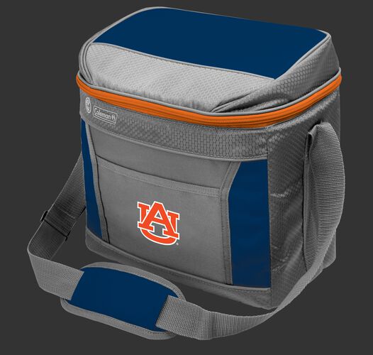 A NCAA Auburn Tigers 16 can cooler featuring team colors and a team logo printed on the front
