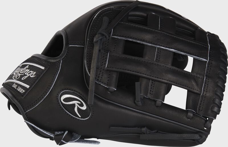 Thumb of a black Heart of the Hide R2G blackout 12.75" outfield glove with a Pro H web - SKU: RSGPROR3319-6B