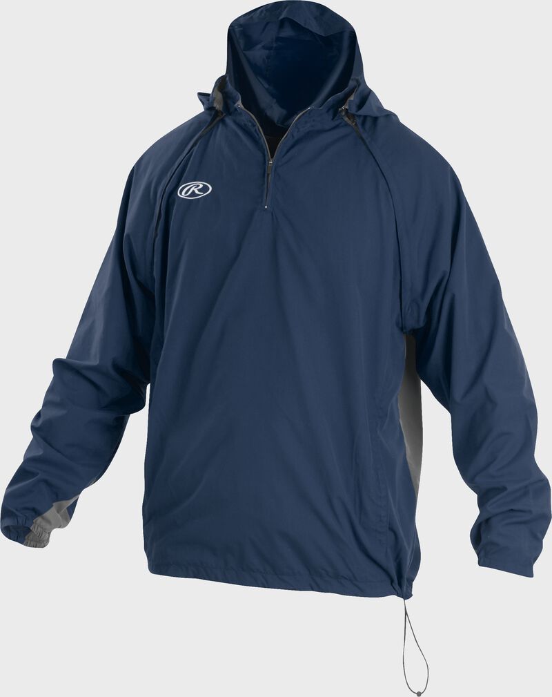Front of Rawlings Navy Adult Long/Short Sleeve Jacket - SKU #TRITHR-DG-91