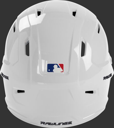 Back of a white MCH01A Mach series helmet with the MLB logo sticker