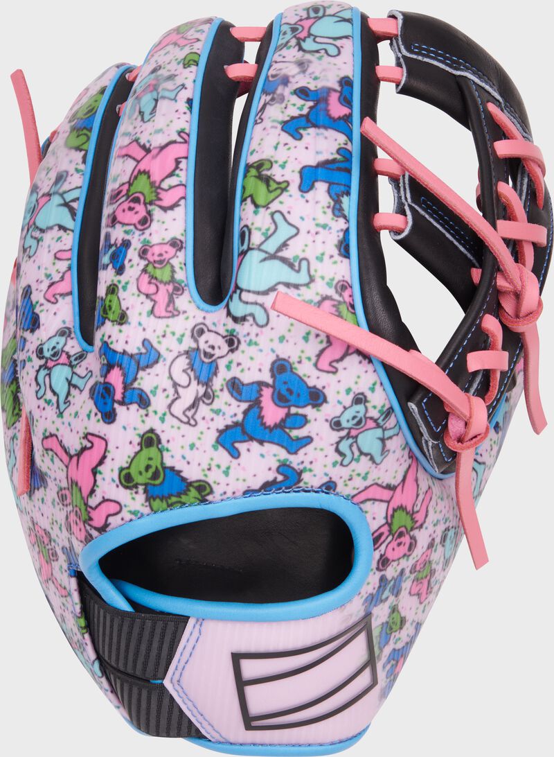 Limited edition Grateful Dead design back of a Rawlings REV1X 11.75" infield glove
