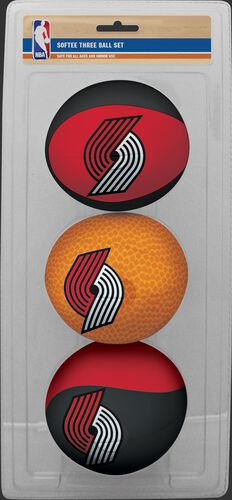 Rawlings Black , Brown, and Red NBA Protland Trail Blazers Three-Point Softee Basketball Set With Team Logo SKU #03524215114
