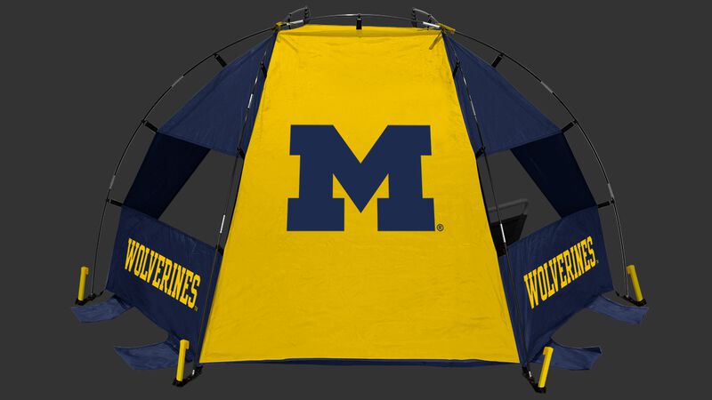 Back of a Michigan Wolverines sideline sun shelter with the Wolverines logo in the middle - SKU: 00973083111