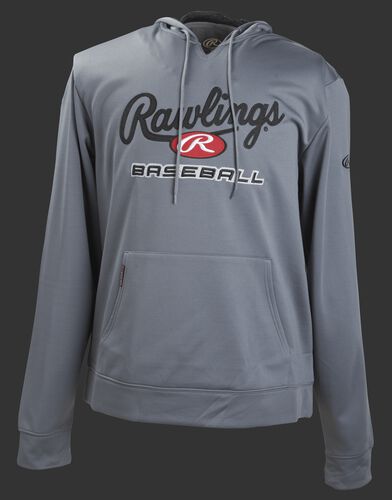 Front of Rawlings Gray Youth long Sleeve Hoodie - SKU #YPFHPRBB-GR-88