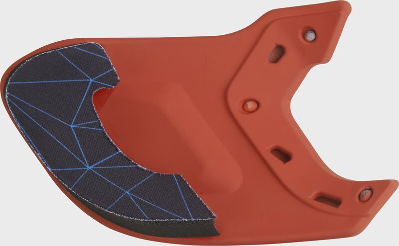 Padding on the inside of a burnt orange MEXTR Mach batting helmet extension
