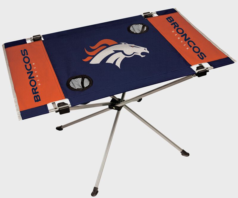 A Denver Broncos endzone table