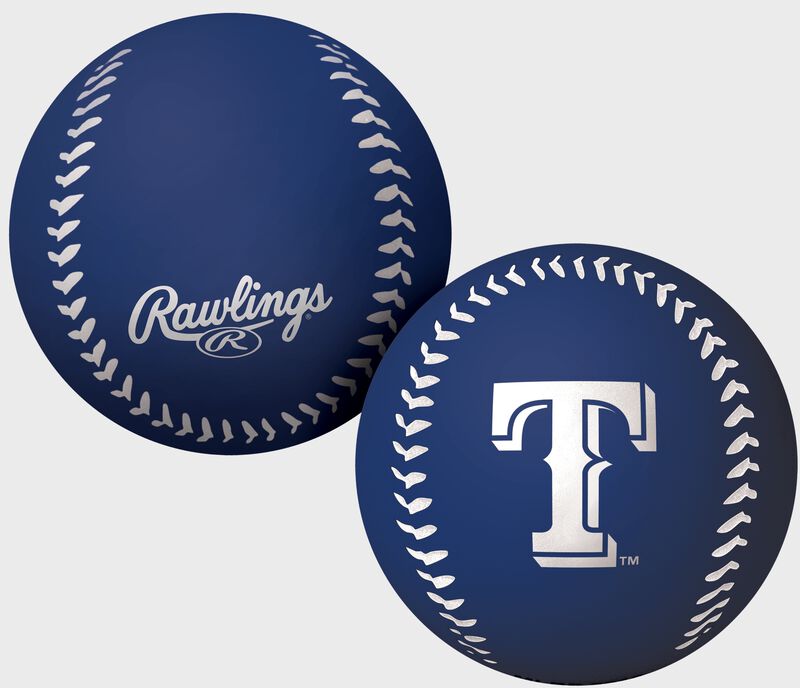 A blue Texas Rangers big fly rubber bounce ball