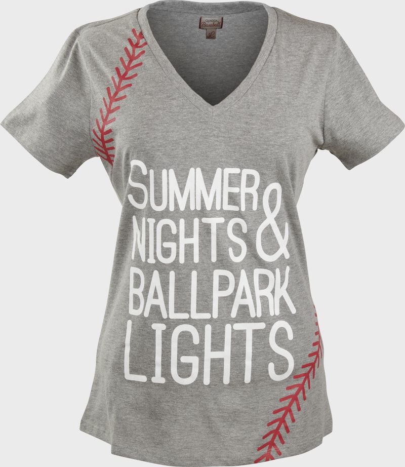 A gray Women's summer nights v-neck t-shirt - SKU: P30273