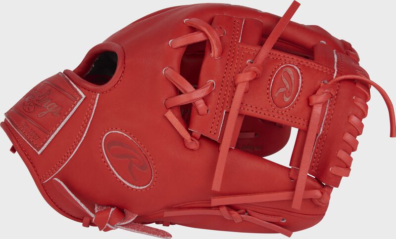 Thumb of a scarlet Heart of the Hide scarlet element glove with a scarlet I web - SKU: PRO204-2S