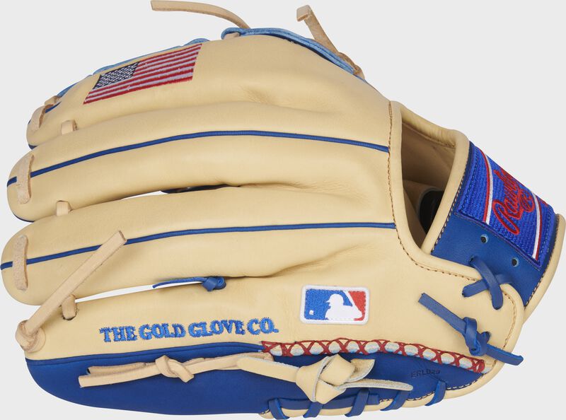 Camel back of an 11.75" HOH R2G infield/pitcher's glove with the MLB logo on the pinky - SKU: PROR205-30CR loading=