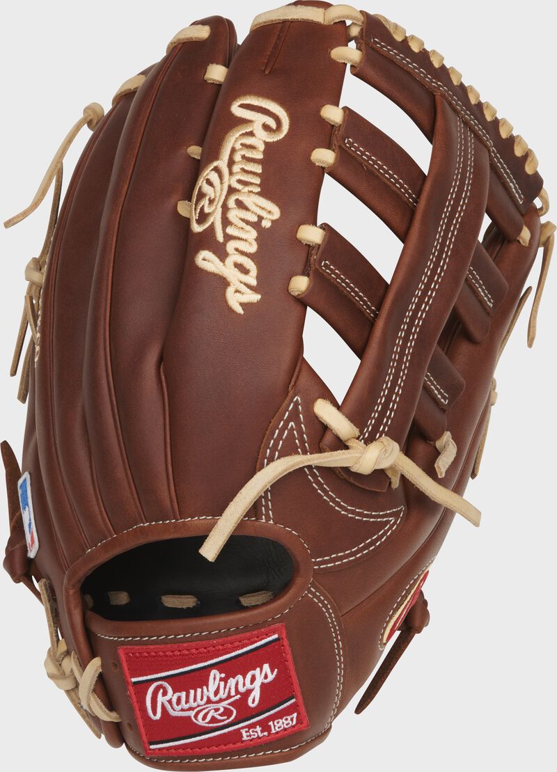 Shell back view of timberglaze Gameday 57 Series Nick Markakis Heart of the Hide glove
