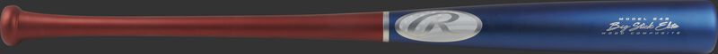 A 2021 Big Stick Elite 243 composite wood bat with a matte royal barrel, scarlet handle and silver logos - SKU: 243CUS