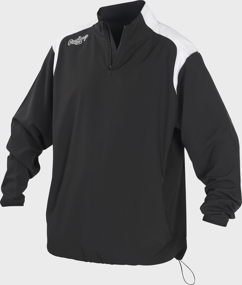 Front of Rawlings Black Adult Long Sleeve Quarter-Zip Jacket - SKU #FORCEJ-B-88