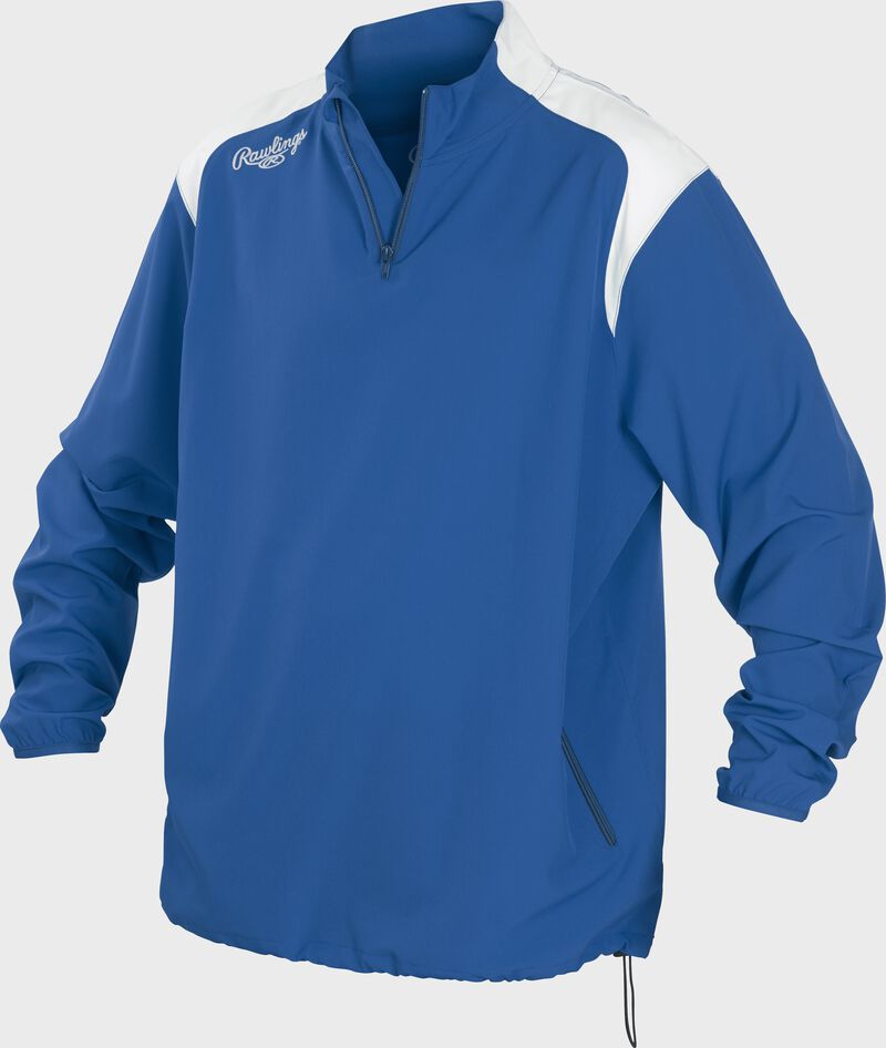 Front of Rawlings Royal Adult Long Sleeve Quarter-Zip Jacket - SKU #FORCEJ-B-88