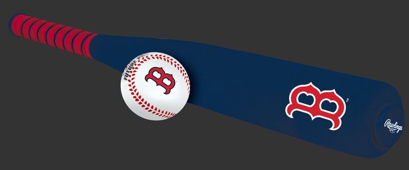 Side of Rawlings Boston Red Sox Foam Bat and Ball Set in Team Colors With Logo On Front SKU #01860024111