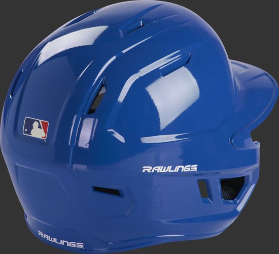 Back right of a royal MCH01A Rawlings batting helmet with optimal air ventilation holes