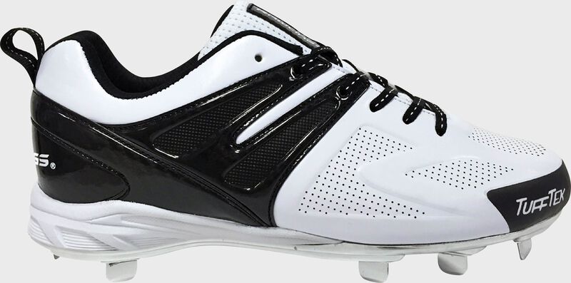 Rawlings White and Black Men's Conquer Low Metal Baseball Cleats SKU #4321WB-MM6