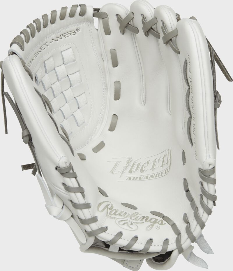RLA120-3WG Rawlings 12-inch softball infield/pitcher's glove with a white palm and grey laces