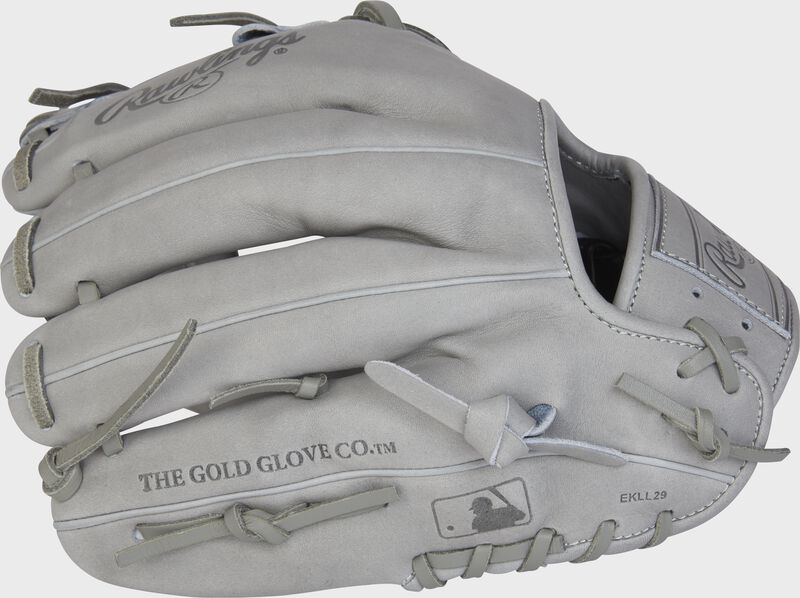 Palm of a Gray Rawlings Heart of the Hide glove with Gray laces - SKU: PRO204-2G