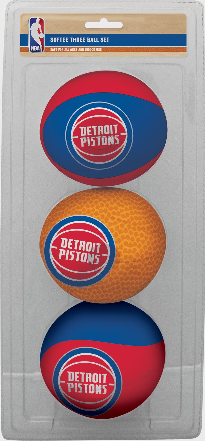 Rawlings Blue, Brown, and Red NBA Detroit Pistons Three-Point Softee Basketball Set With Team Logo SKU #03524200114