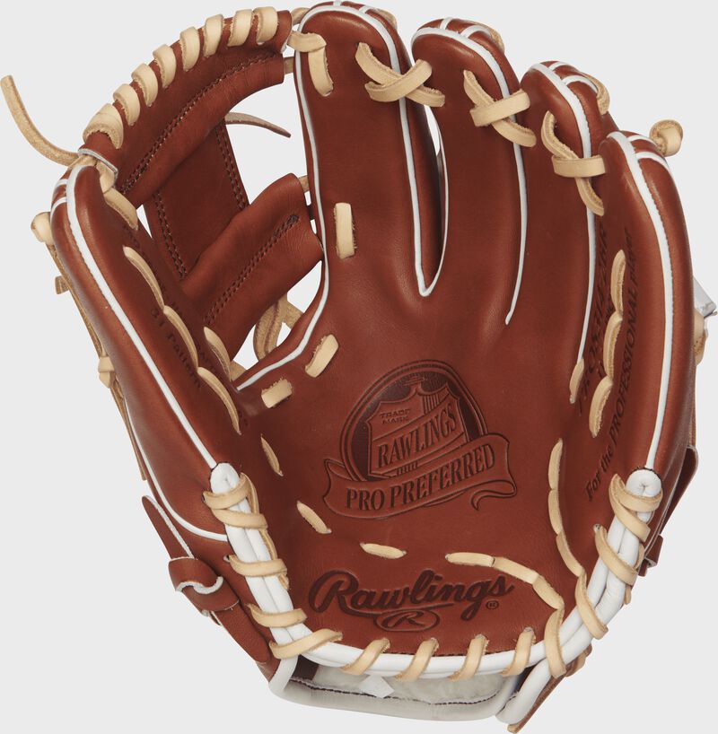 PROS314-2BR 11.5-inch Pro Preferred baseball glove with a bruciato palm and camel laces loading=
