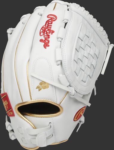 White back of a Liberty Advanced Keilani Ricketts model glove with gold binding & welting - SKU: RLA125KRG