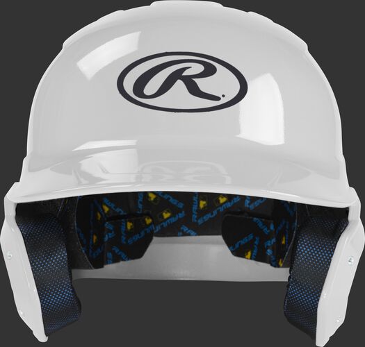 MCH01A Mach baseball batting helmet with a white shell and Oval R logo on the front