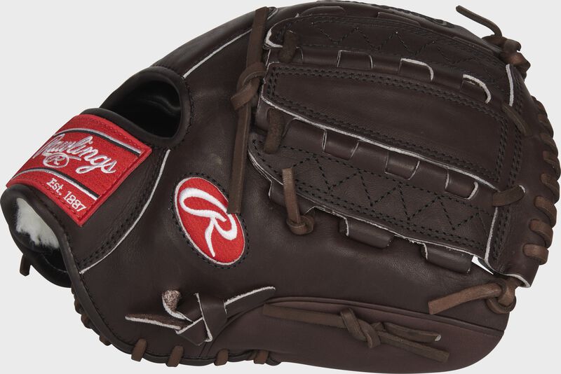 Thumb of a mocha 11.75-Inch Pro Preferred infield/pitcher's glove with a vertical hinge web - SKU: PROS1175-12KMOPRO