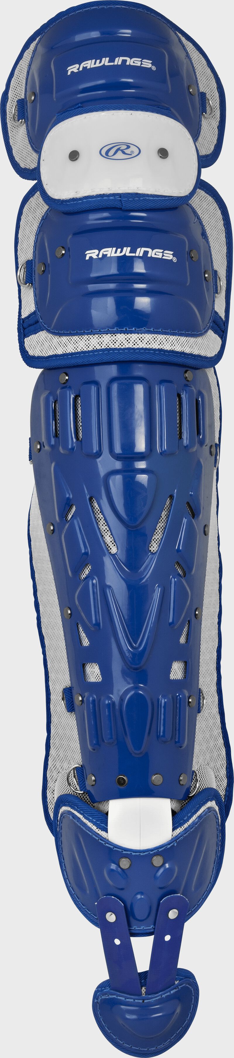 Royal CSPZ Rawlings Salvador Perez model leg guards with white trim loading=