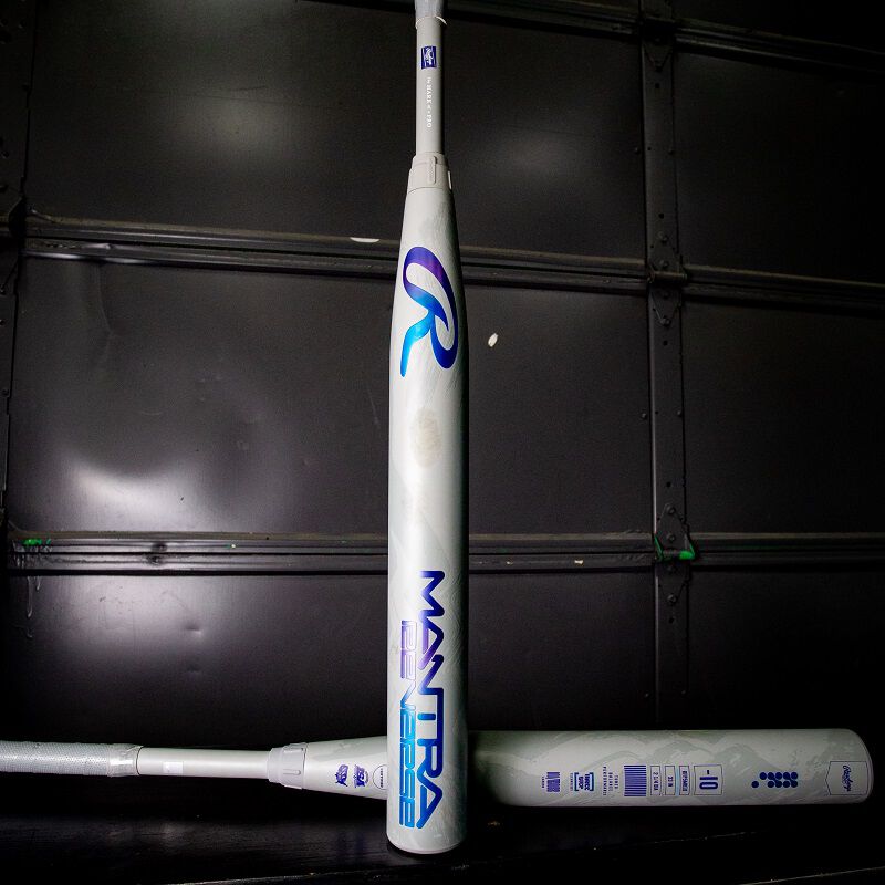 Picture of two Rawlings Mantra Reverse fastpitch softball bats