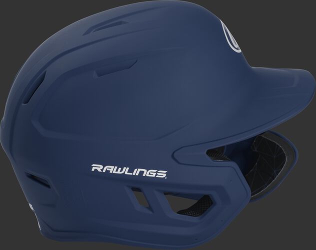 Right side of a MACHEXTR adult Rawlings batting helmet with a one-tone matte navy shell
