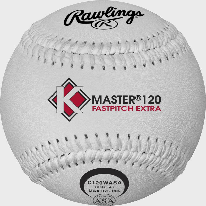 A white C120WASA K-Master official 12-inch softball with white stitching