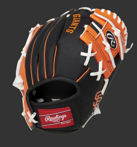 Back of a black/orange San Francisco Giants 10-Inch I-web glove with a red Rawlings patch - SKU: 22000013111