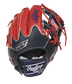 Navy Wing Tip back of a Pro Preferred I-web infield glove with scarlet finger backs and navy Rawlings patch - SKU: PROS204W-2NS image number null