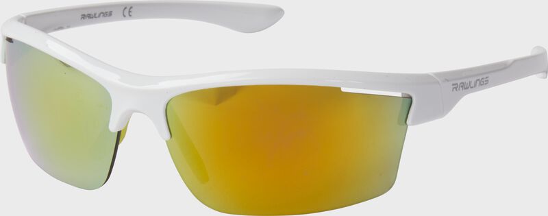 A pair of Rawlings white/orange half-rim blade sunglasses - SKU: 10261622