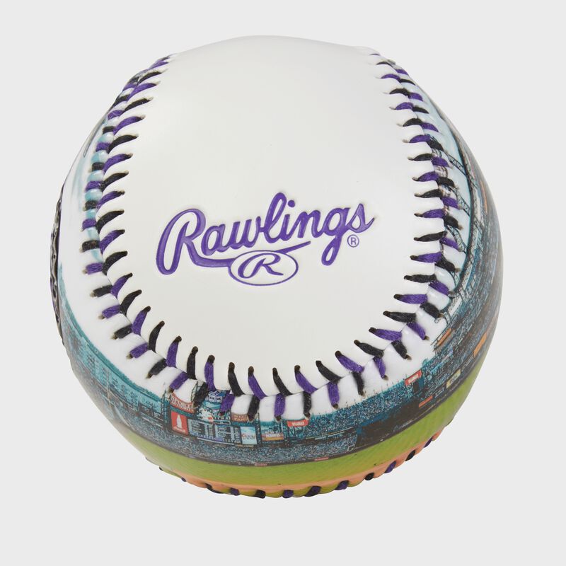 Rawlings logo on a Colorado Rockies team stadium ball
