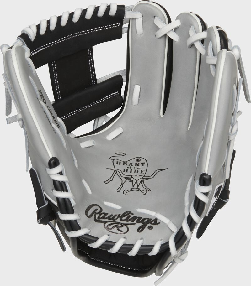 Gray palm of a Rawlings Chicago White Sox HOH glove with white laces - SKU: RSGPRO204-2CHW