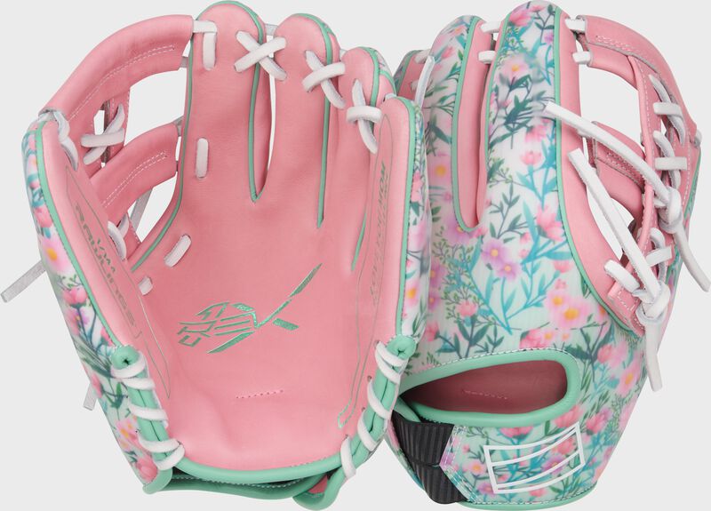 Two images showing the palm & back of a Rawlings REV1X Mother's Day glove