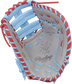 Gray palm of a Rawlings Heart of the Hide R2G first base mitt with scarlet laces - SKU: PRORDCTGCB image number null
